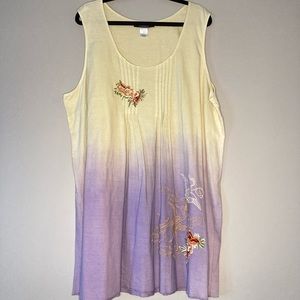 The Pyramid Collection Boho Beach Dress 
Tie Die Cotton 
2X Ombre Embroidered